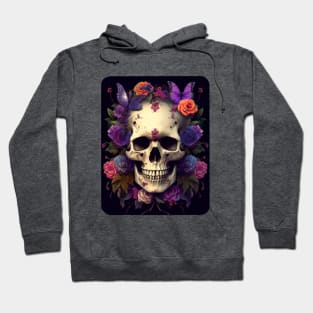 Skull and Dark Flowers design Hoodie